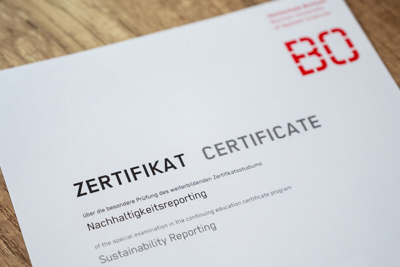 Nachhaltigkeitsreporting - Verleihung der Zertifikate